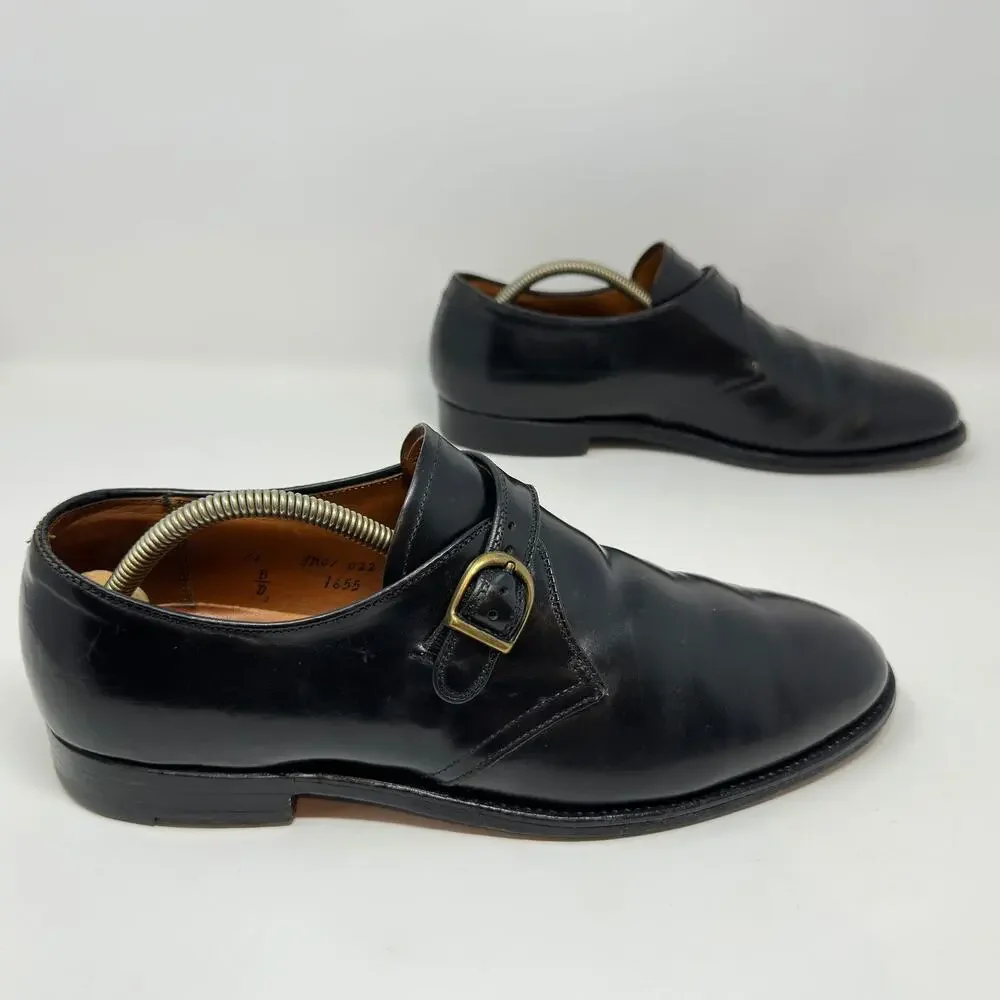 Alden 1655 Plain Toe Monk Strap Dress Shoes Mens 11 B/D Black Shell Cordovan
